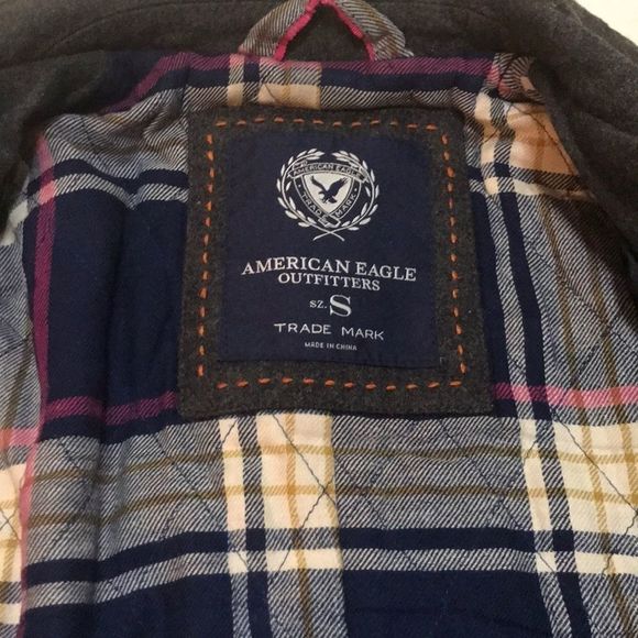 🦅 AEO Wool Blend Charcoal Gray Pea Coat - Picture 7 of 8